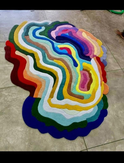 Multicolor Irregular Shape Melting Area Rug for Bedroom, Living Room and Kids Room