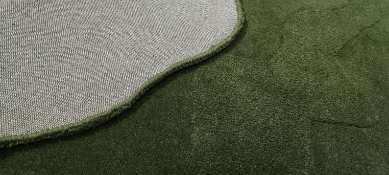 Irregular Shape Hand Tufted Unique Modern Abstract Woolen Area Rugs - Green