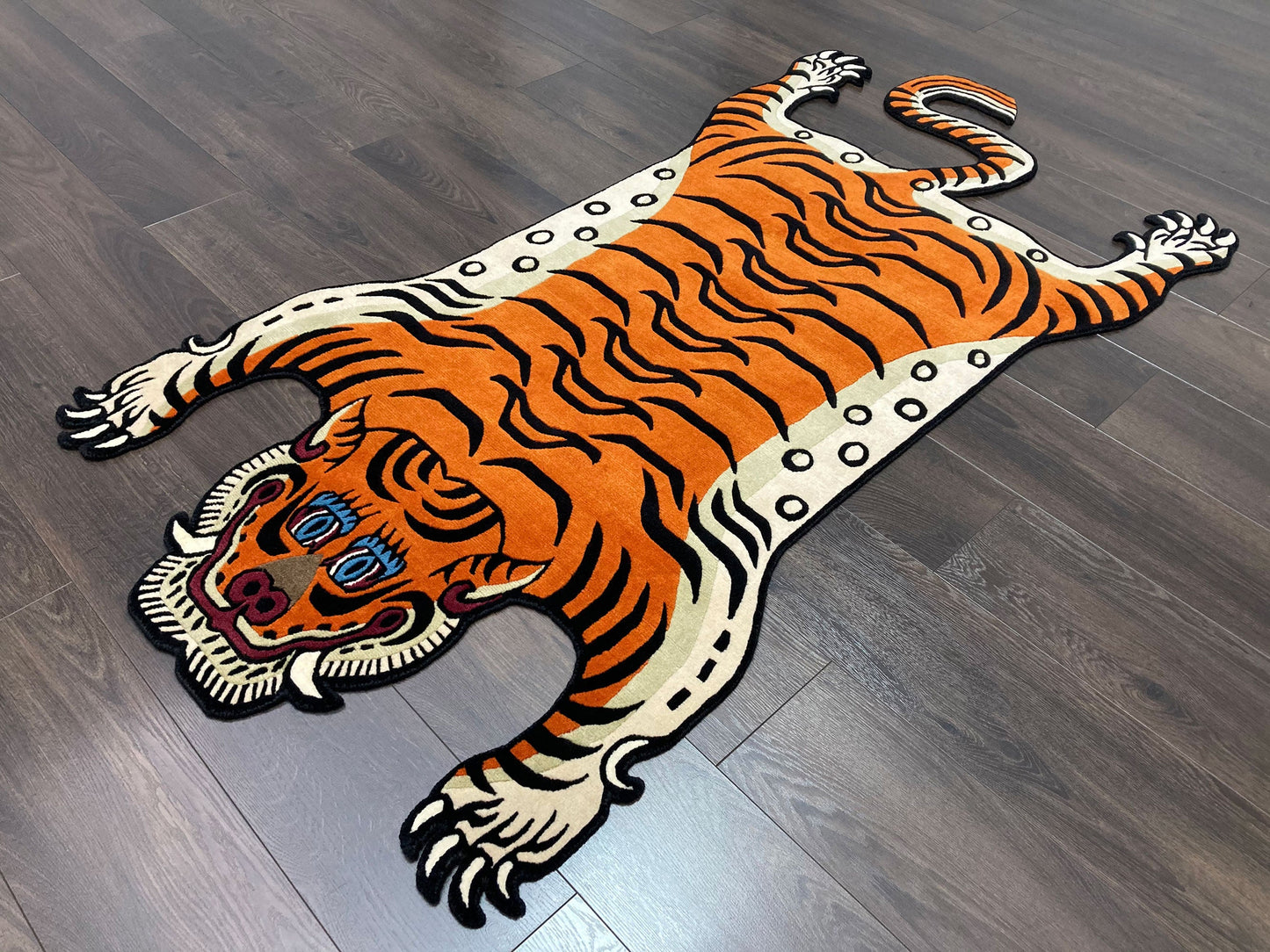 Tibetan Tiger Shape Hand Tufted Animal Rug - Orange