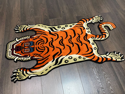 Himalayan Tiger Shape Hand Tufted Animal Rug - Orange