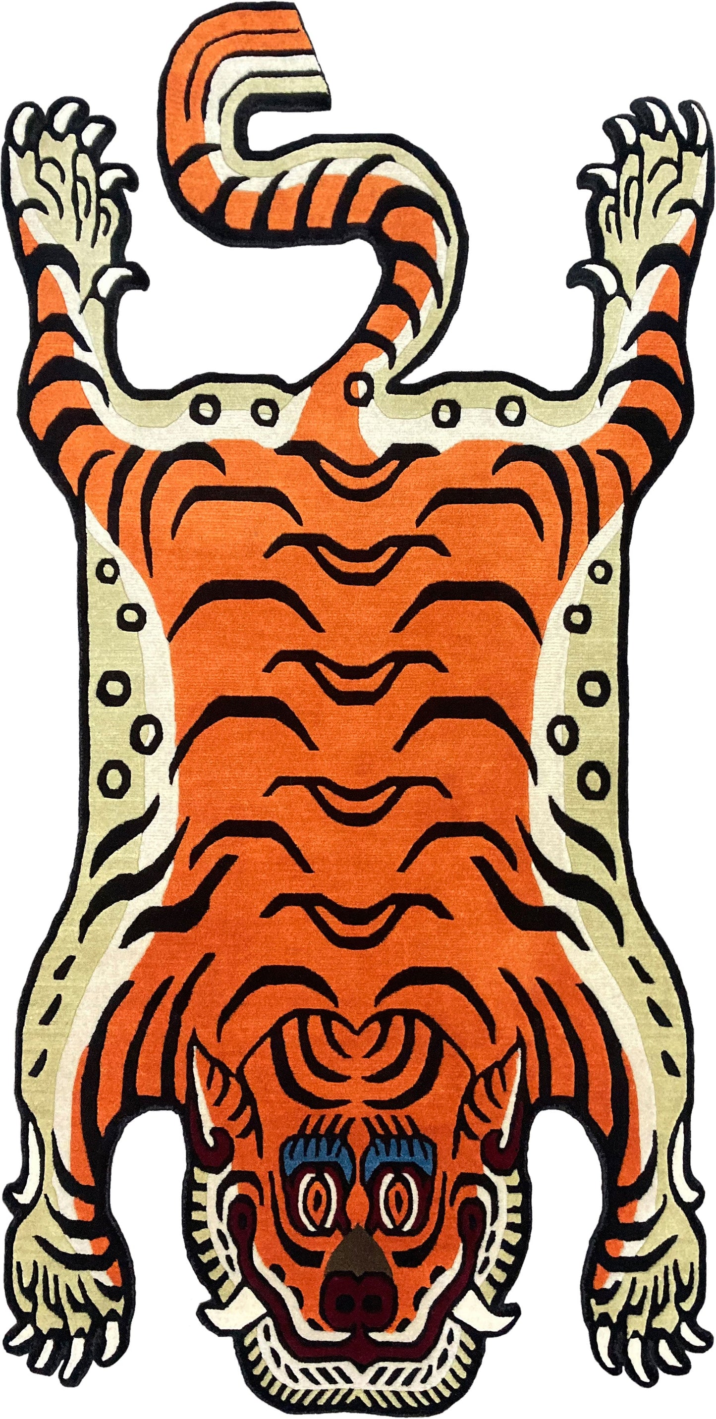 Himalayan Tiger Shape Hand Tufted Animal Rug - Orange