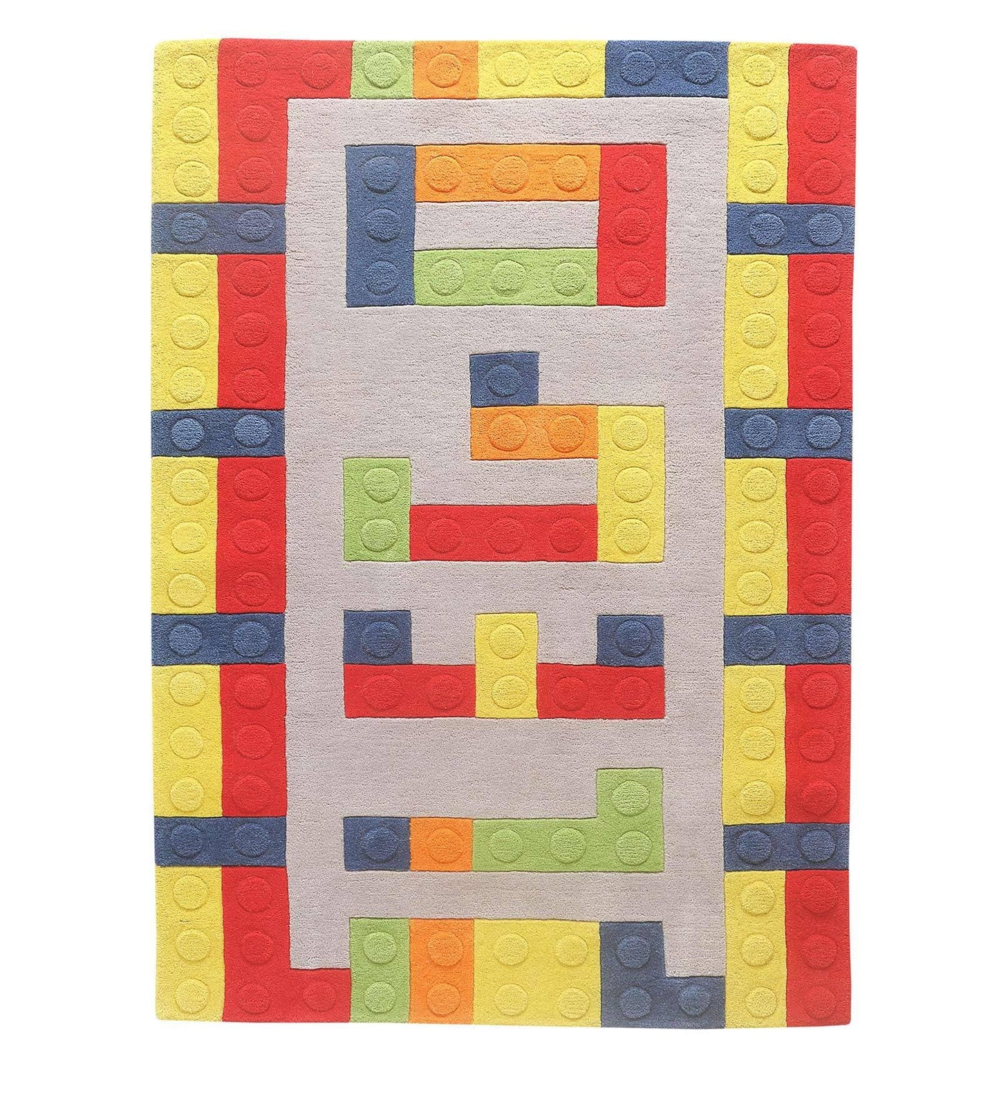 Rida Handloom Hand Tufted Lego Area Rug for Kids Room - Multicolor