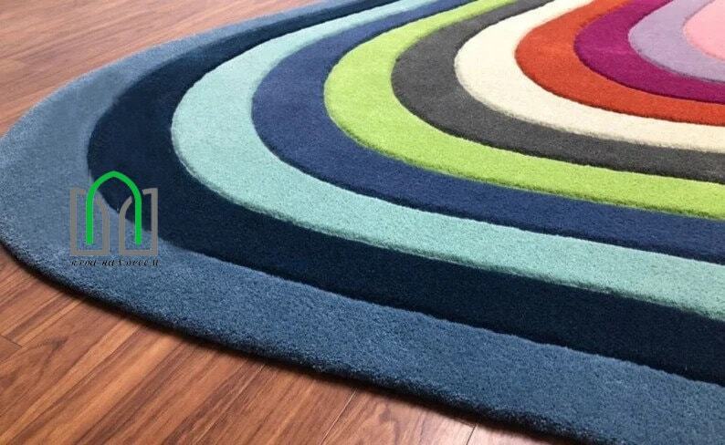 Modern Abstract Odd Shape 100% New Zealand Wool Hand Tufted Area Rug - Multicolor