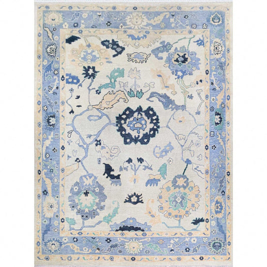 Floral Knotted Oushak Area Rug