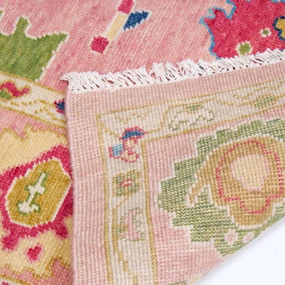 Floral Knotted Oushak Area Rug