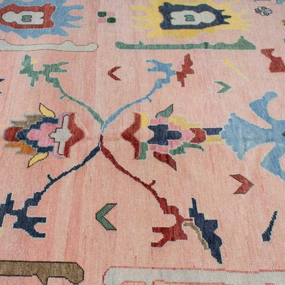 Floral Knotted Oushak Area Rug