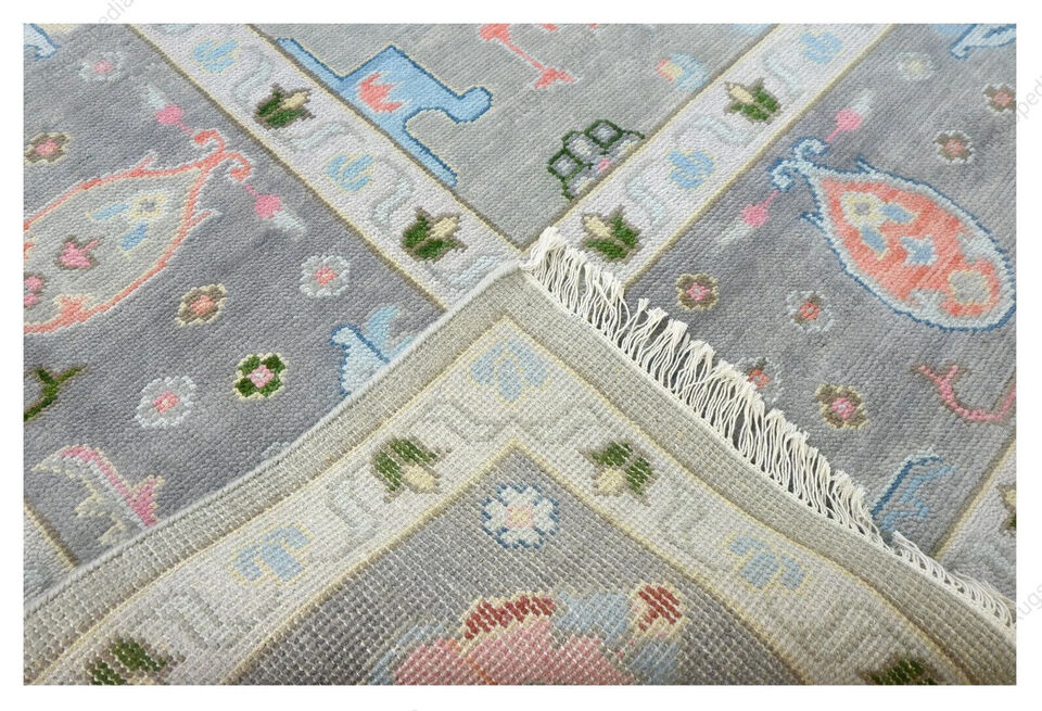 Floral Knotted Oushak Area Rug