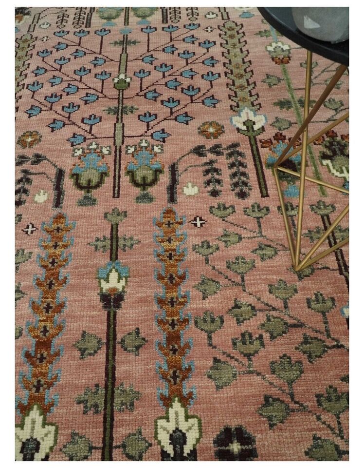 Floral Knotted Oushak Area Rug