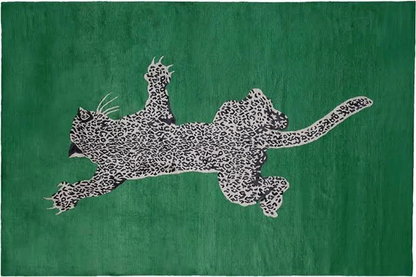 Hand Tufted Leopard Hallway Runner Rug for Bedroom & Stair Treads - Green